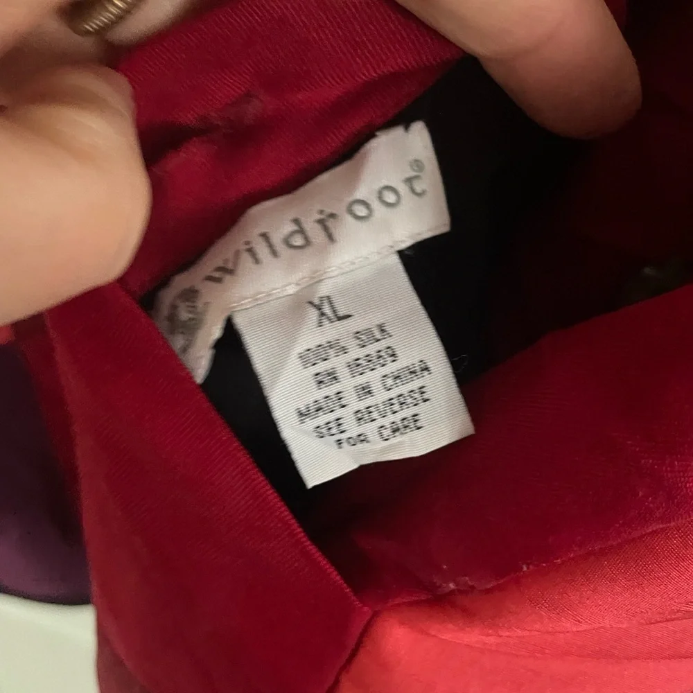 Wildroot 100% Pure Silk Patchwork Red and Purple Women's Jacket XL - Picture 5 of 6
